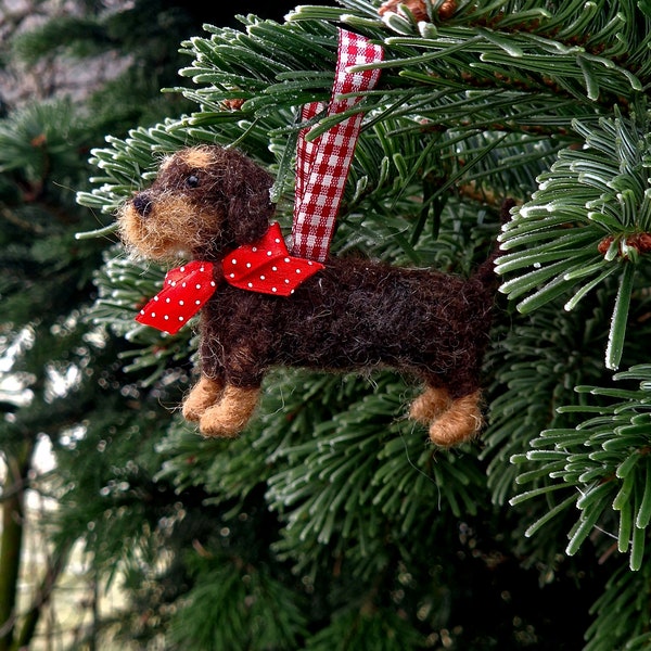 Dackel Dachshund Rauhaardackel Tannenbaumanhänger Christbaumschmuck