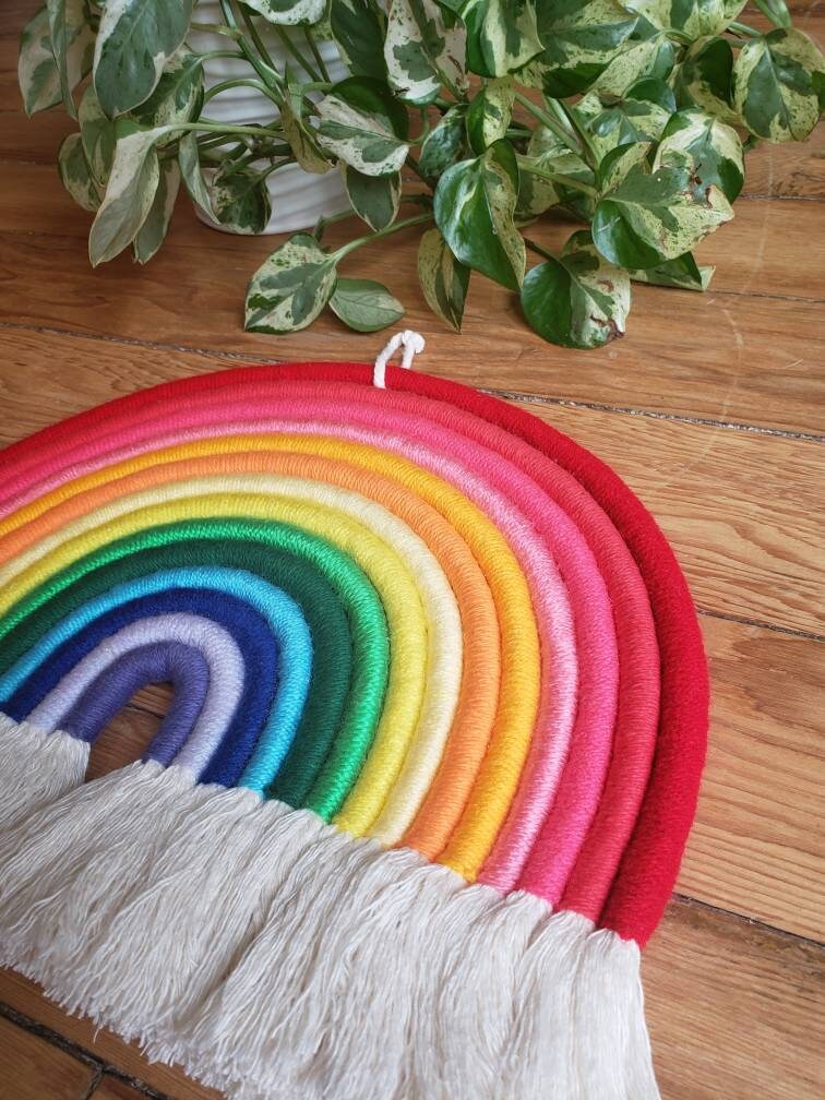 Woven Rainbow Wall Hanging Large Rainbow Wall Decor Etsy