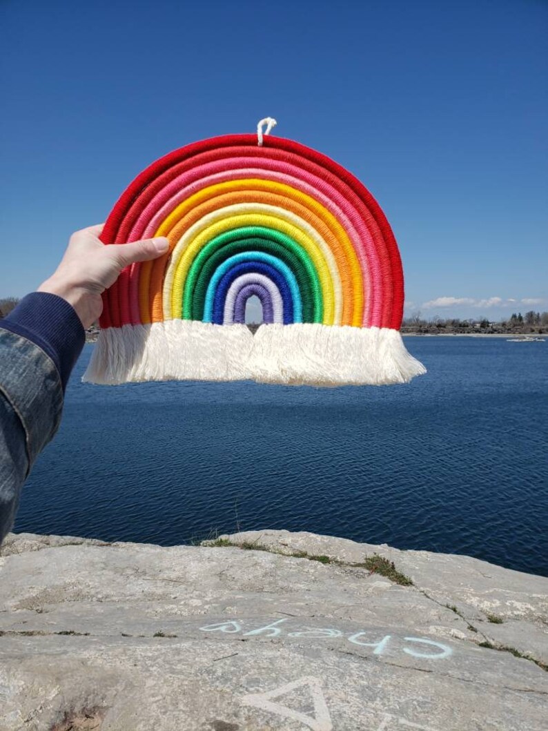 Woven Rainbow Wall Hanging Large Rainbow Wall Decor Etsy