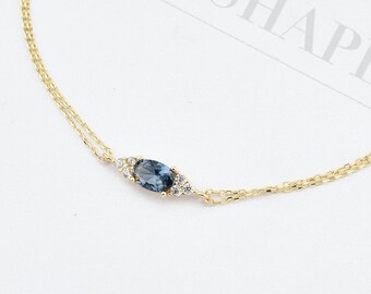 Blue Sapphire White Gold Bracelet | Etsy