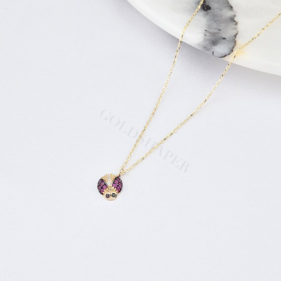 Ladybug Necklace 14k Gold Lucky Ladybug 