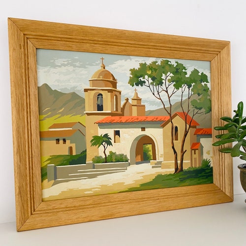 Vintage Framed Paint by shops Number Desert Church | Painting