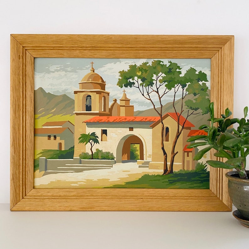 Vintage Framed Paint by shops Number Desert Church | Painting