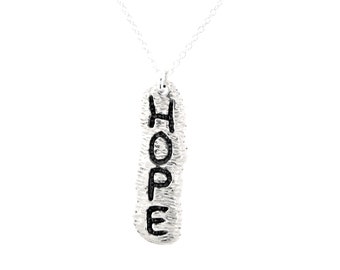 Silver Hope Necklace, Hope Jewelry, Hope Pendant, Motivational Jewelry, Anniversary Gift for Women, Gift for Mom, Mother's Day Gift