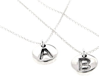 Silver Initial Necklace, Initial Jewelry, Initial Pendant, Name Jewelry, Letter Necklace, Gift for Women or Girls, Gift for Mom