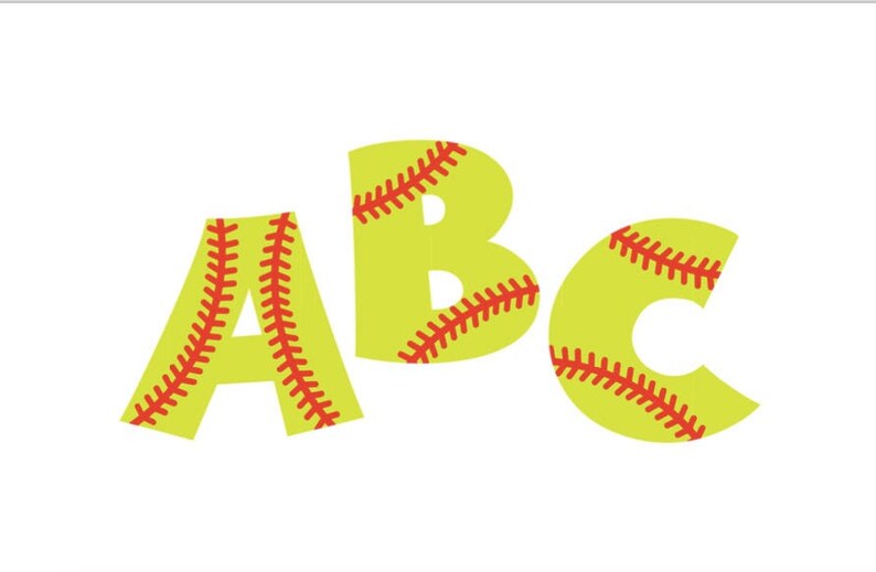 Softball Baseball Alphabet Font Logo Emblem Monogram Cut SVG Etsy