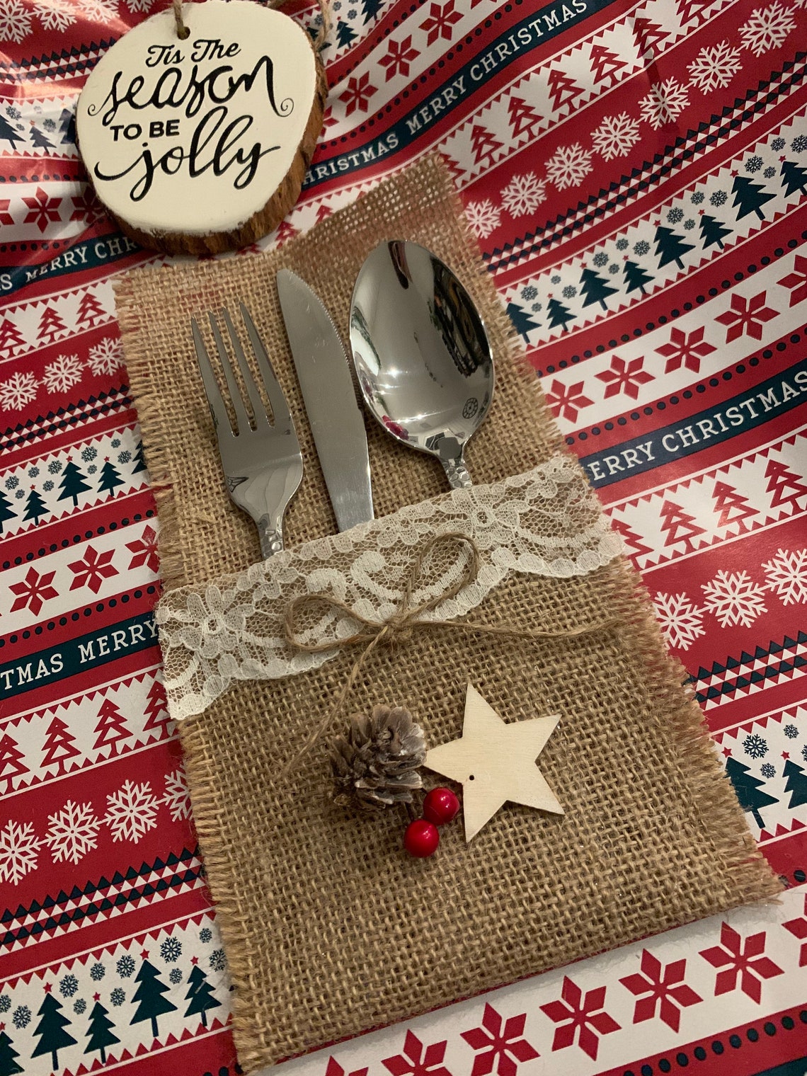 Christmas Cutlery Holders Etsy