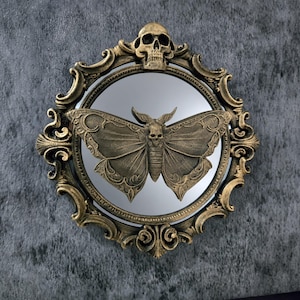 Miroir mural gothique, cadre de 19 cm, styles variés : chauves-souris, crânes, papillon de la mort, corbeau, style baroque