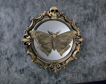 Gothic Wall Mirror 19cm Frame Various Styles, Bats, Skulls, Deathmoth, Crow, Baroque Style