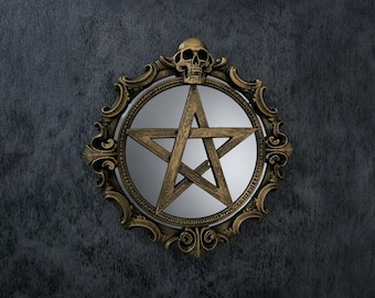 Gothic Pentagram Wall Mirror 19cm Frame, Baroque Style