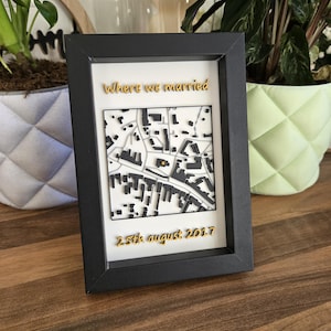 Personalisierte Landkarte. Landkarte Unser erster Kuss / Unser Erstes Date / Wo wir heirateten. 3D Gedruckt