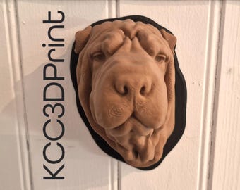 Shar Pei Wall Bust, Indoor Wall Decoration. Doggy Statue.