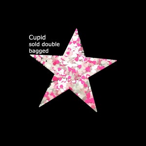 Cupid | 1 oz Mixed Chunky PET Glitter |  Pink White hearts | check descr.