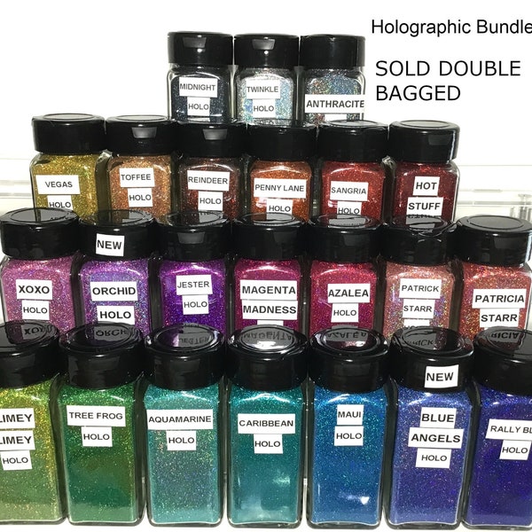 The Holla HOLOGRAPHIC Bundle (#1 -11ozs) (#2-17ozs) (#3-23ozs) Extra fine 1/128 | 1 oz of each color shown | Read description please.