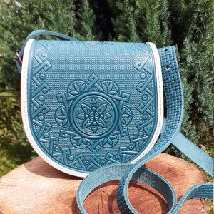 Leather bag / Shoulder bag / Summer blue bag / Eco bag