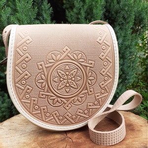 Leder Beige Tasche / Schultertasche / handgemachte Tasche / Eco Tasche