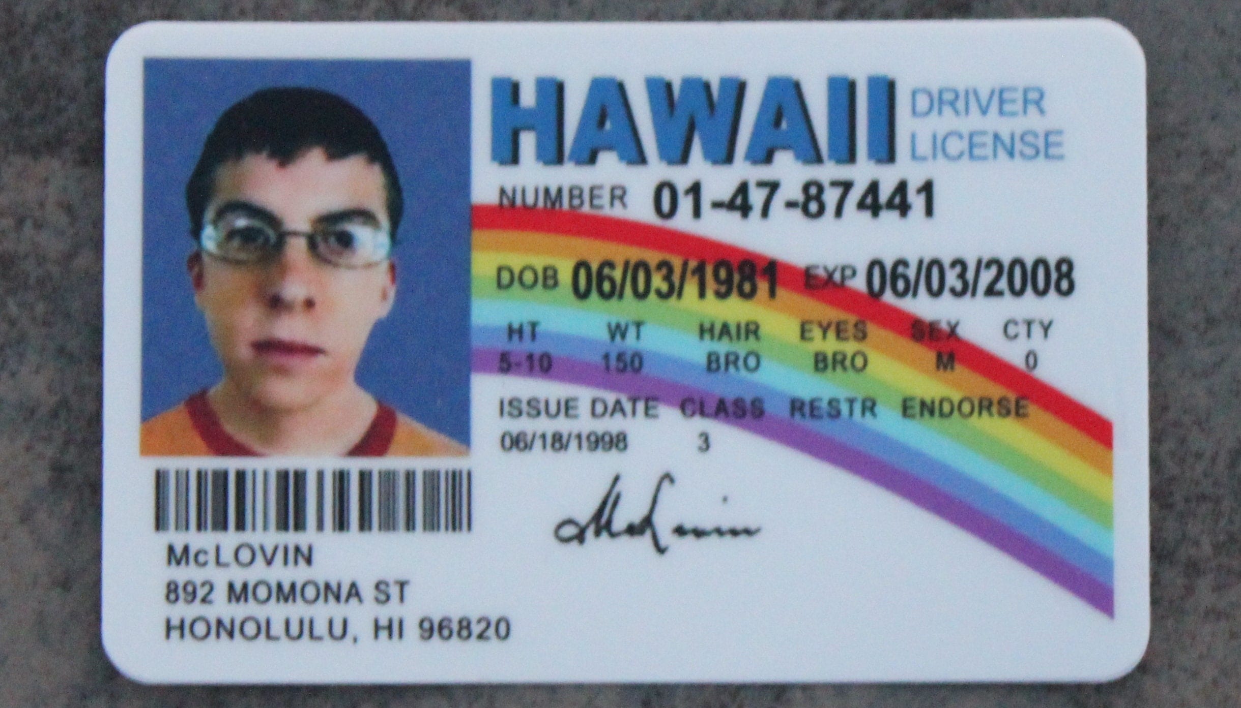 Superbad Mclovin ID Hawaii Drivers License 3 Inch Vinyl - Etsy Singapore 