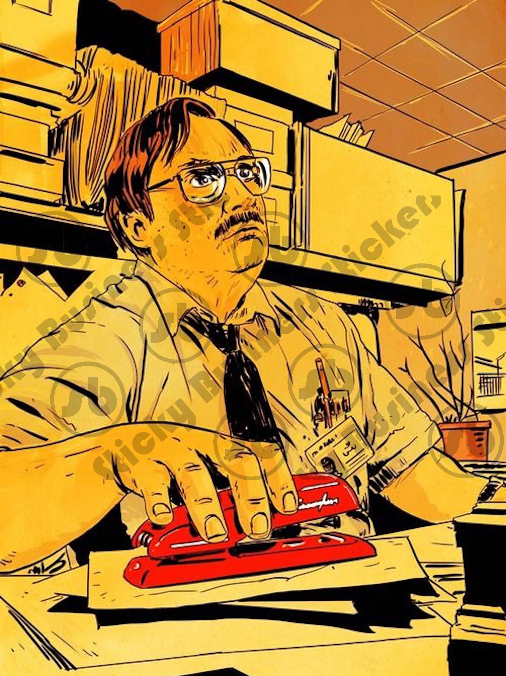 Office Sticker Milton Desk Stapler Classic Movie -