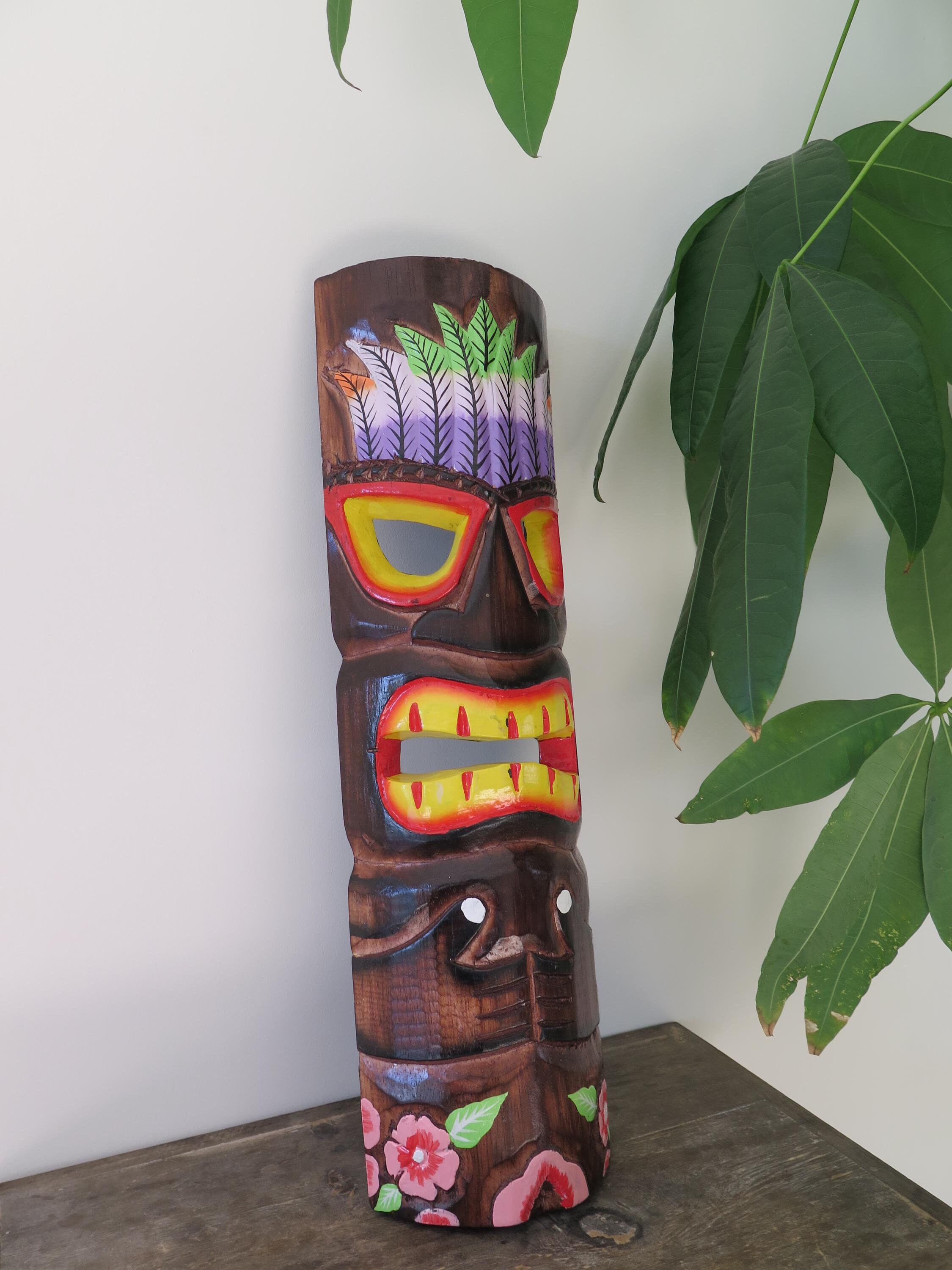 木彫り TIKI ティキ HAWAII ハワイアン ハンドメイド 木製　マスク 木彫り TIKI ティキ HAWAII ハワイアン ハンドメイド 木製マスク