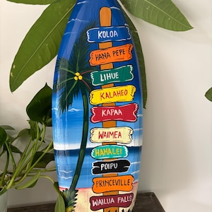 Hawaii Hand Made 20&quot; Carved Wood Surfboard Home Decor Hand Painted Island Sign