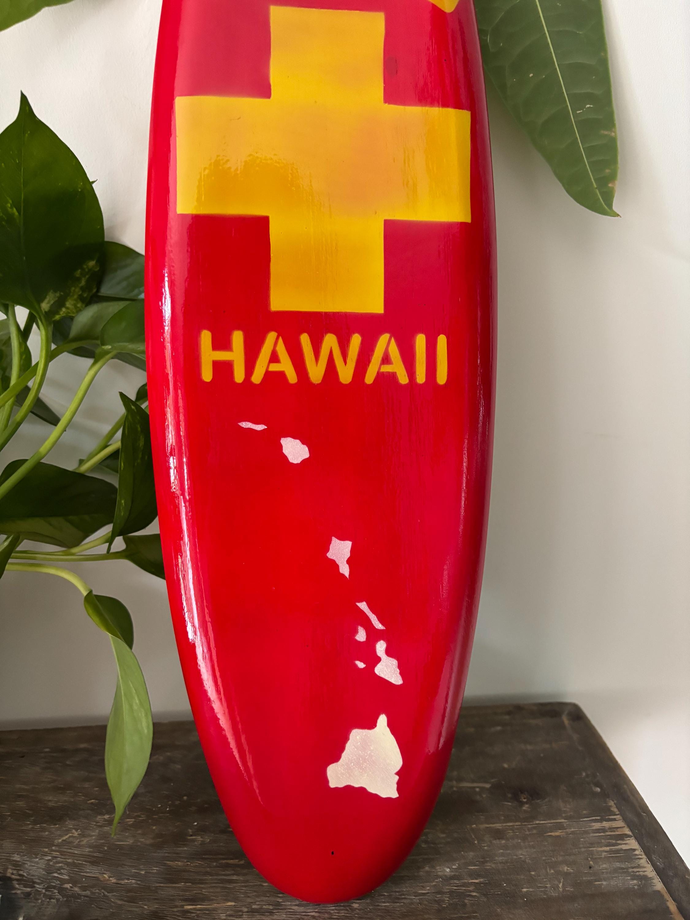 Hawaii Hand Made 20" Carved Wood Surfboard Home Decor Hand Painted ...
