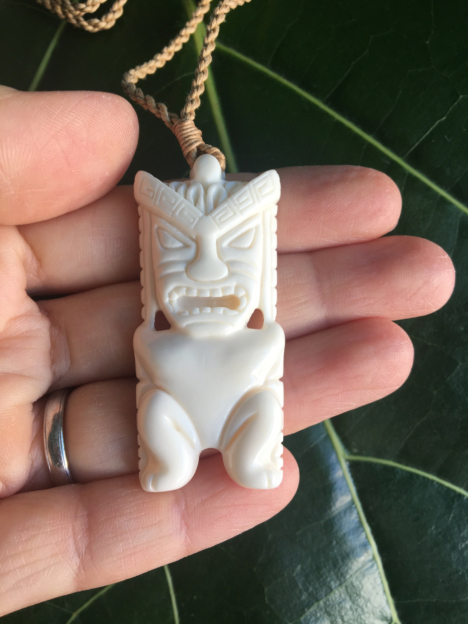 White Tiki Ancient Polynesian Buffalo Bone Hawaiian Jewelry Etsy