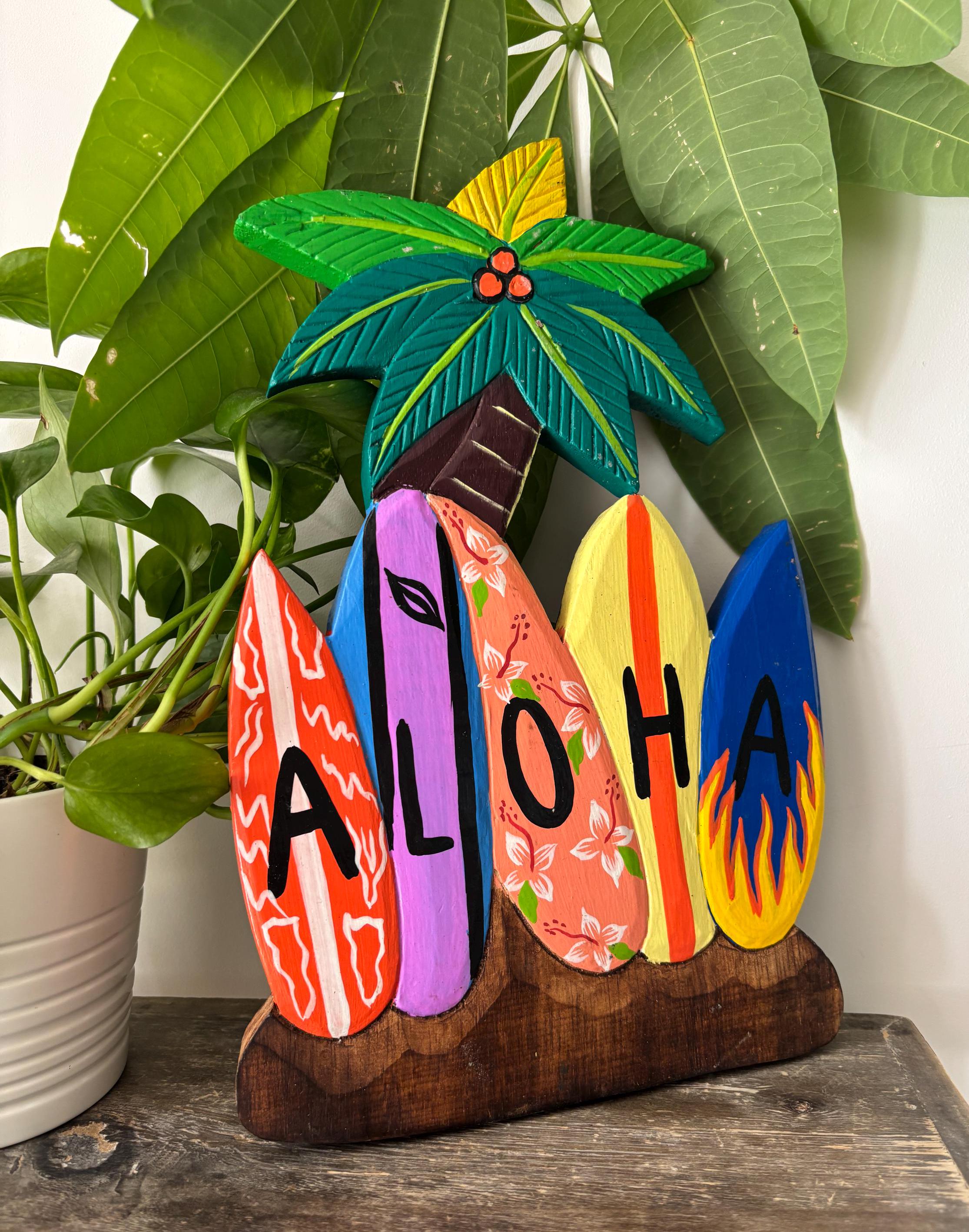 Hawaii Hand Made Wall Hanging Decor Plaque Wood Sign Aloha Surfboard ...