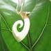 Hawaiian Jewelry Hand Carved Tattoo Fish Hook White Buffalo Bone, Bone Fish Hook