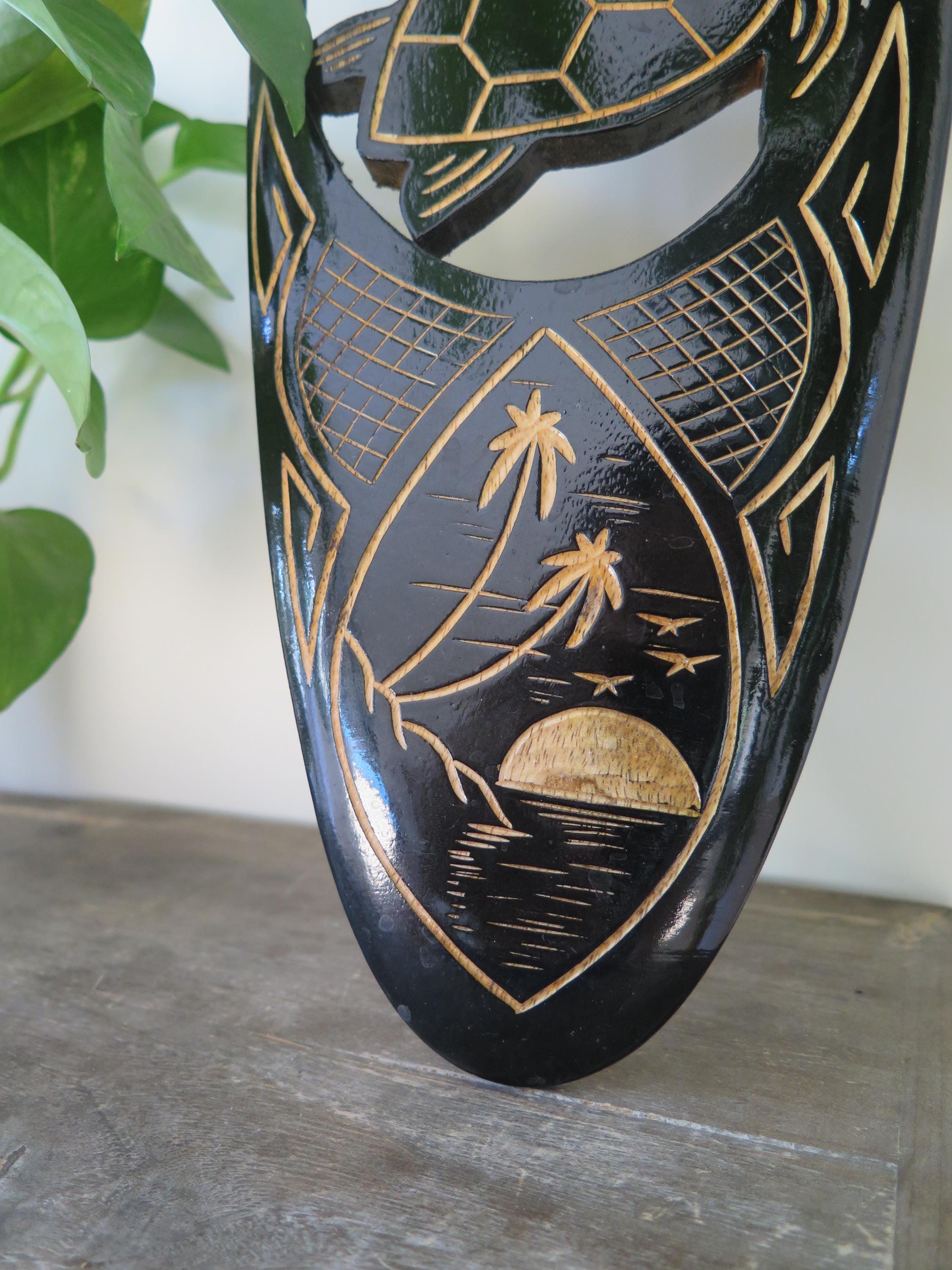 Hawaiian Hand Made 20" Carved Out Wood Surfboard Home Decor Engraved ...
