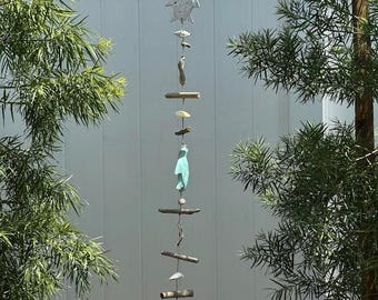 Hawaii Handgjord Drivvedssköldpadda Honu Blandade Snäckor Vindklocka Hem Trädgårdsdekoration