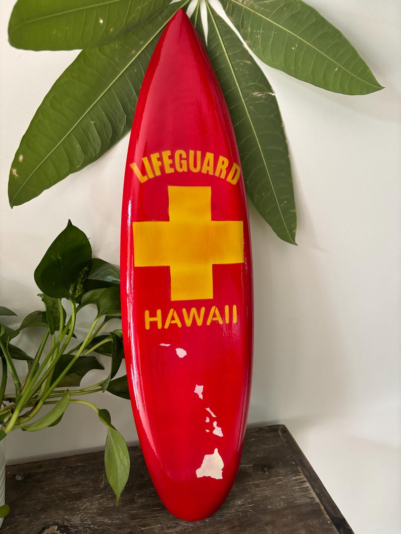 Hawaii Hand Made 20" Carved Wood Surfboard Home Decor Hand Painted ...