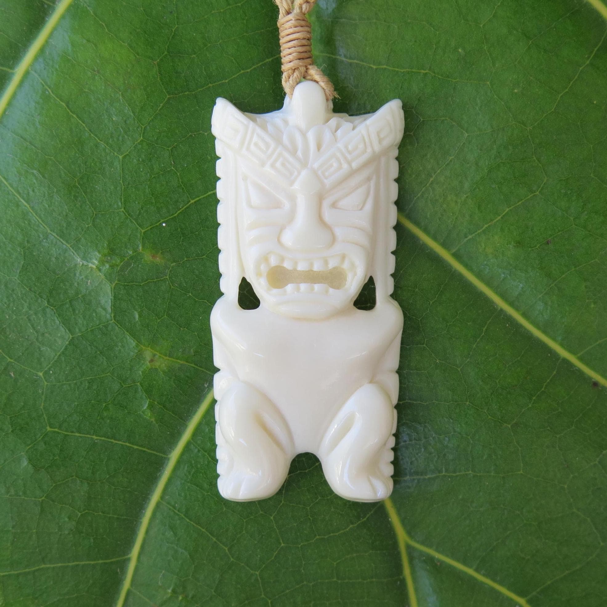 White Tiki Ancient Polynesian Buffalo Bone Hawaiian Jewelry