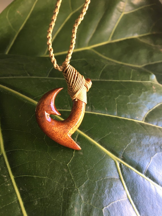 Buy Ancient Polynesian Fish Hook Koa Wood Hawaiian Pendant Necklace Jewelry  Online in India - Etsy