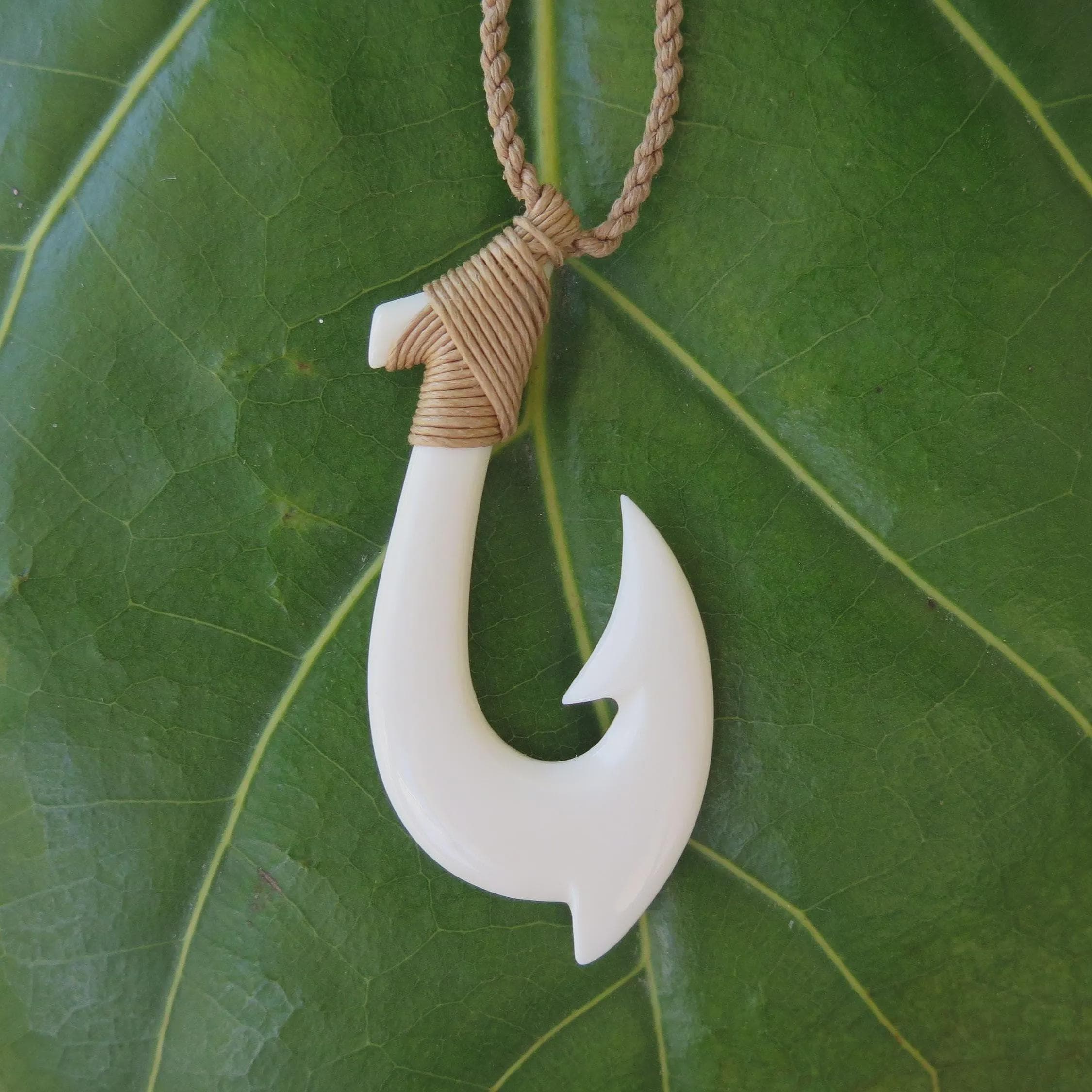 Hawaiian Tribal Carved Fish Hook Buffalo Bone Necklace Hawaii Native  Jewelry With Adjustable Cotton Cord - Etsy