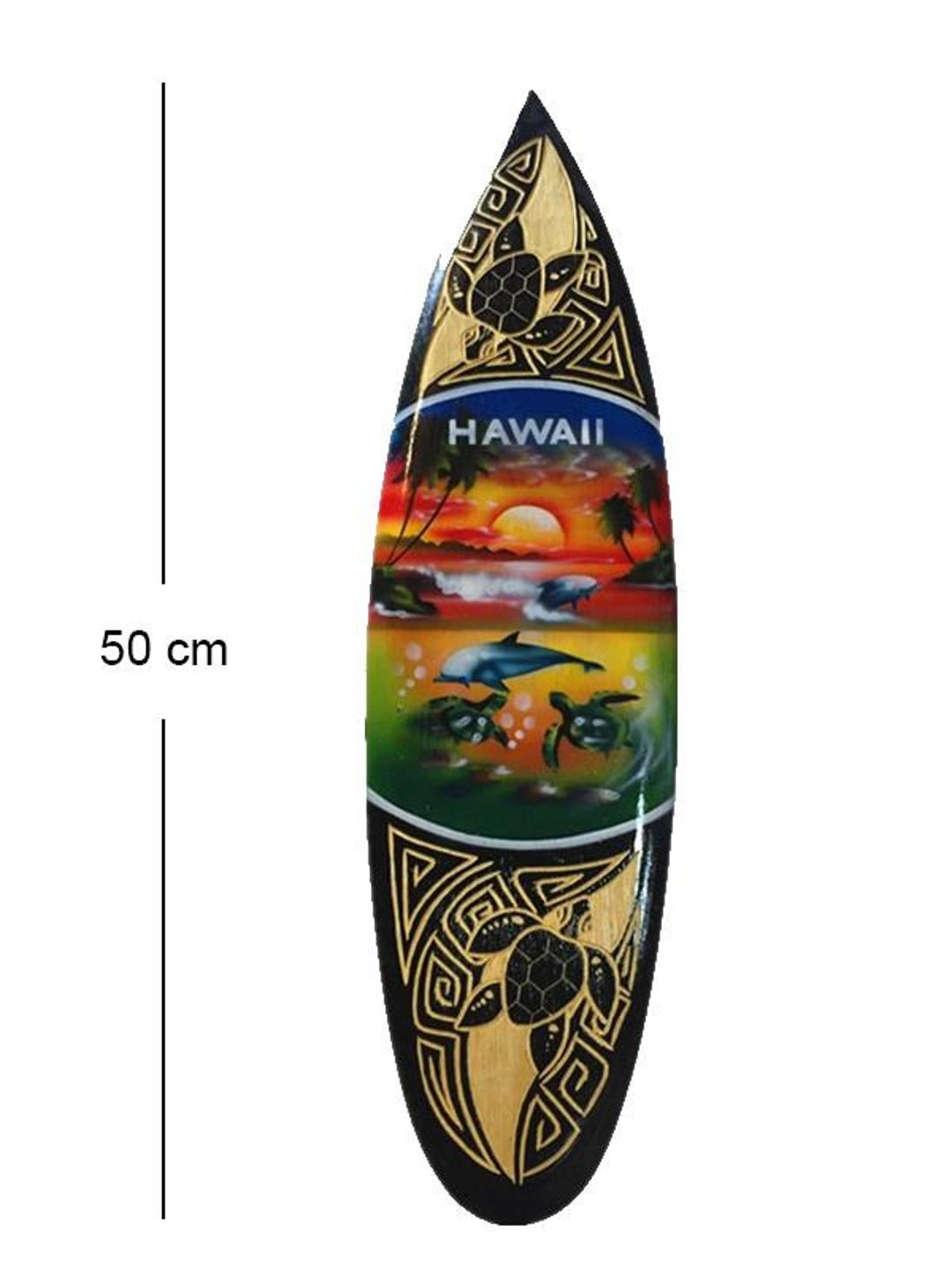 Hawaiian Hand Made 20" Carved Wood Surfboard Home Decor Airbrush W ...