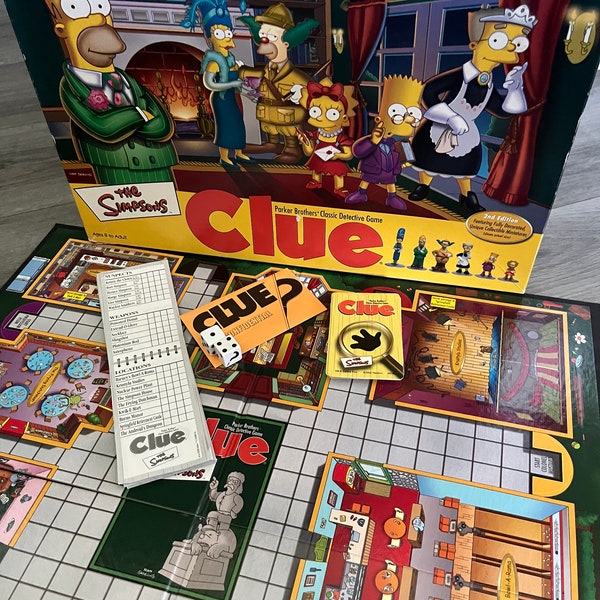 Vintage/ 2002/ The Simpsons/ Clue/ Board Game/ Classic Detective Game/ Parker Brothers/ Good Condition