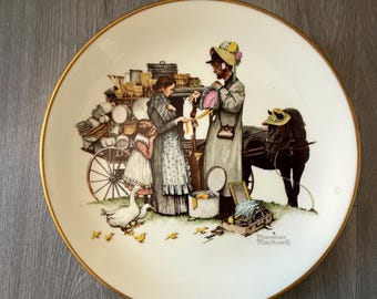 Vintage/ "El vendedor ambulante del campo"/ Brown and Bigelow/ Serie El vendedor/ Norman Rockwell/ Plato de colección/ 27,3 cm/ Muy buen estado
