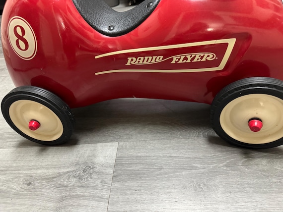 Radio Flyer 8 ロードスター Vintage Radio Flyer Metal Little Red Roadster Push Race Car #8