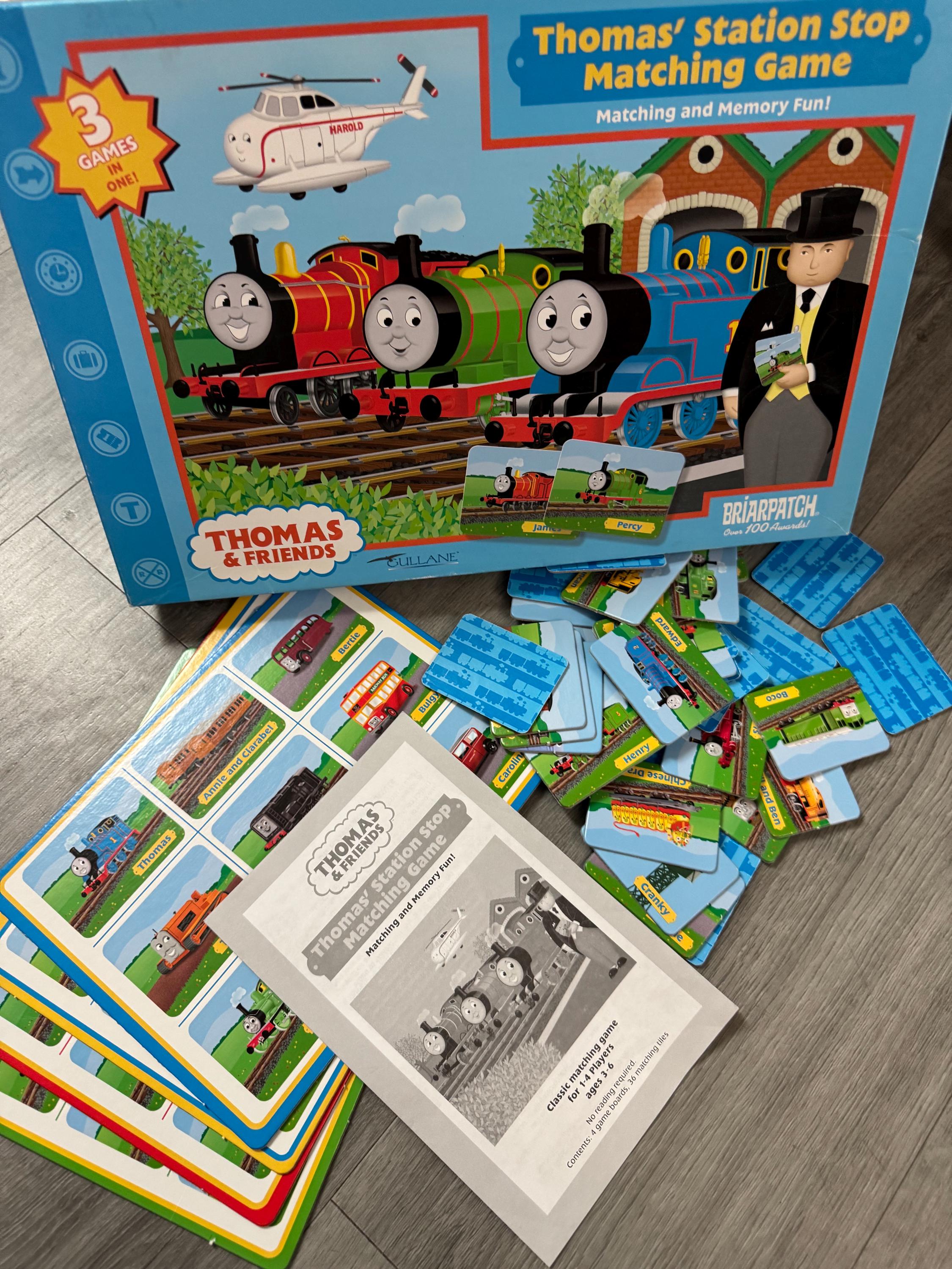 Vintage/ 2002/ Thomas & Friends/ Matching Game/ Thomas Station Stop/ 3 Games in 1/ Matching and Memory Game/ Complete/ Very Good Condition