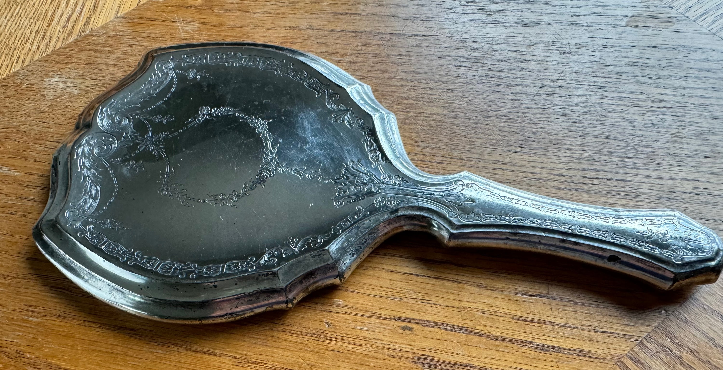 銀製 手鏡 シルバー950 ミラー 工芸品 銀製 手鏡 無地 大 | 宮本商行