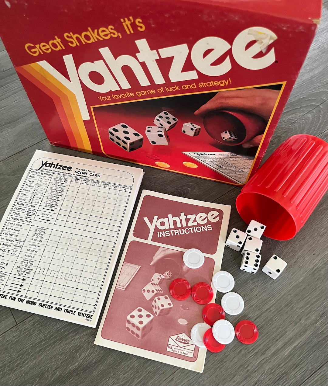 Vintage/ 1982/ Yahtzee/ Dice Game/ Milton Bradley/ Hasbro/ Complete/ Good  Condition 