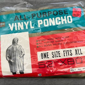 New Old Stock/ Camo/ All Purpose/ Vinyl Poncho/ KMart/ One Size Fits Most