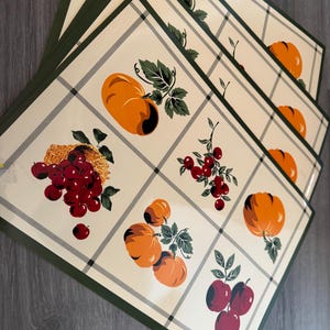 Vintage/ Set of 4/ Fruit/ Harvest/ Autumn Fest/ Kmart/ Vinyl/ Placemats/ Good Condition