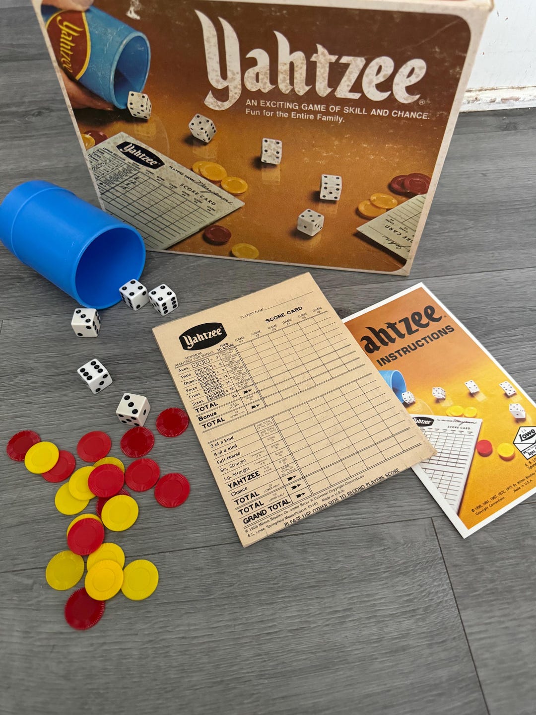 Vintage/ 1978/ Yahtzee/ Dice/ Game/ E S Lowe/ Complete/ Very Good