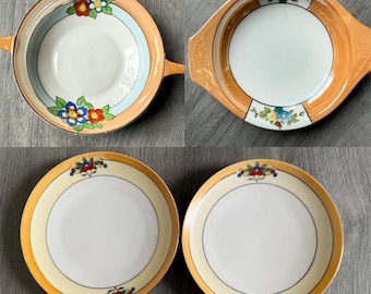 Vintage/ Mejto China/ Hand Painted/ Floral/ Ceramic/ Serving Dish/ Plate/ Handled Bowl/ Japan/ SOLD SEPARATELY/ Good Condition