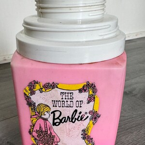 Vintage/ 1973/ The World of Barbie/ Barbie Thermos/ Pink Thermos/ 8oz./  Fair Condition