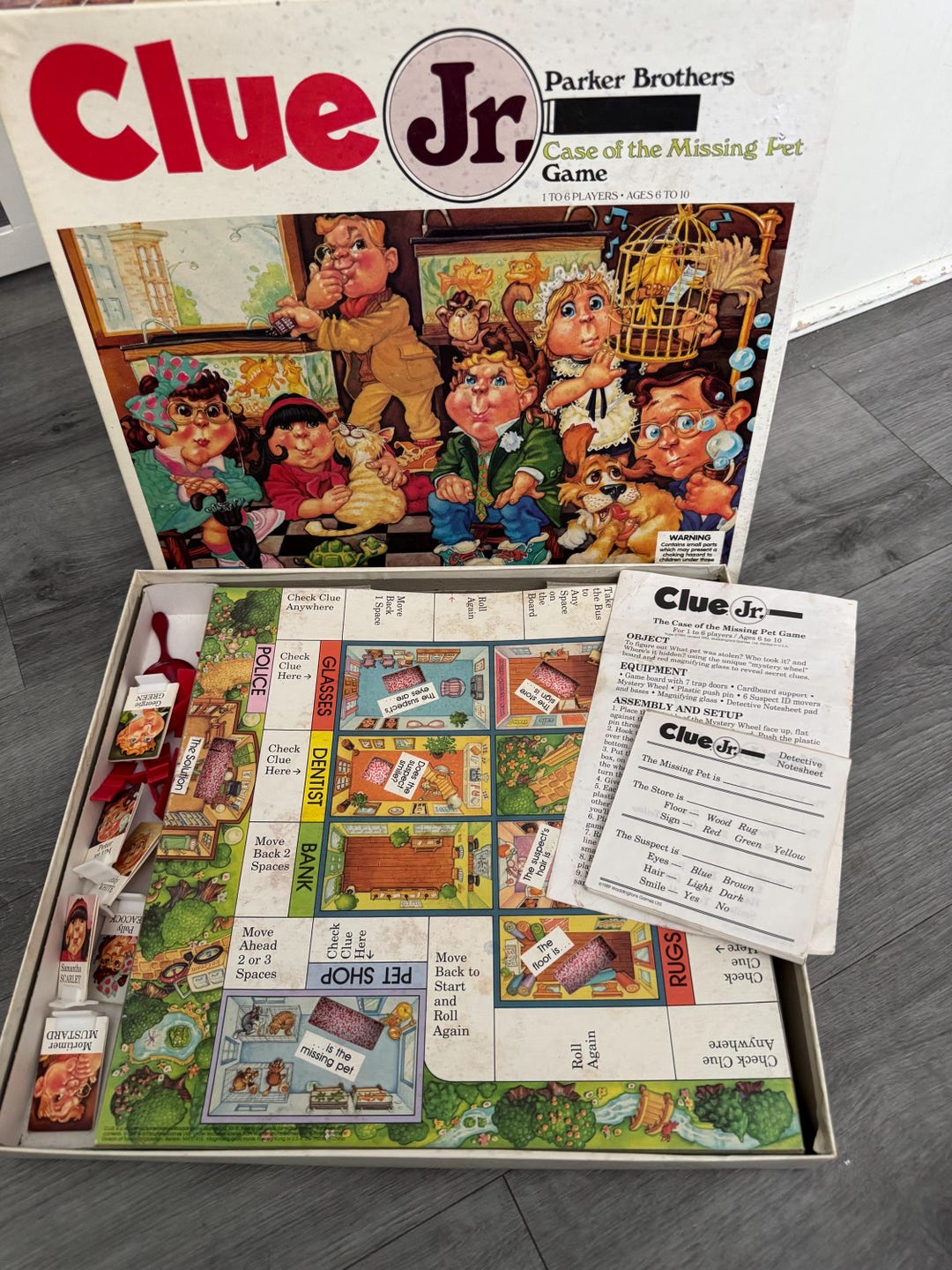 Vintage/ 1989/ Clue/ Jr/ Case of the Missing Pet/ Game/ Parker Brothers ...