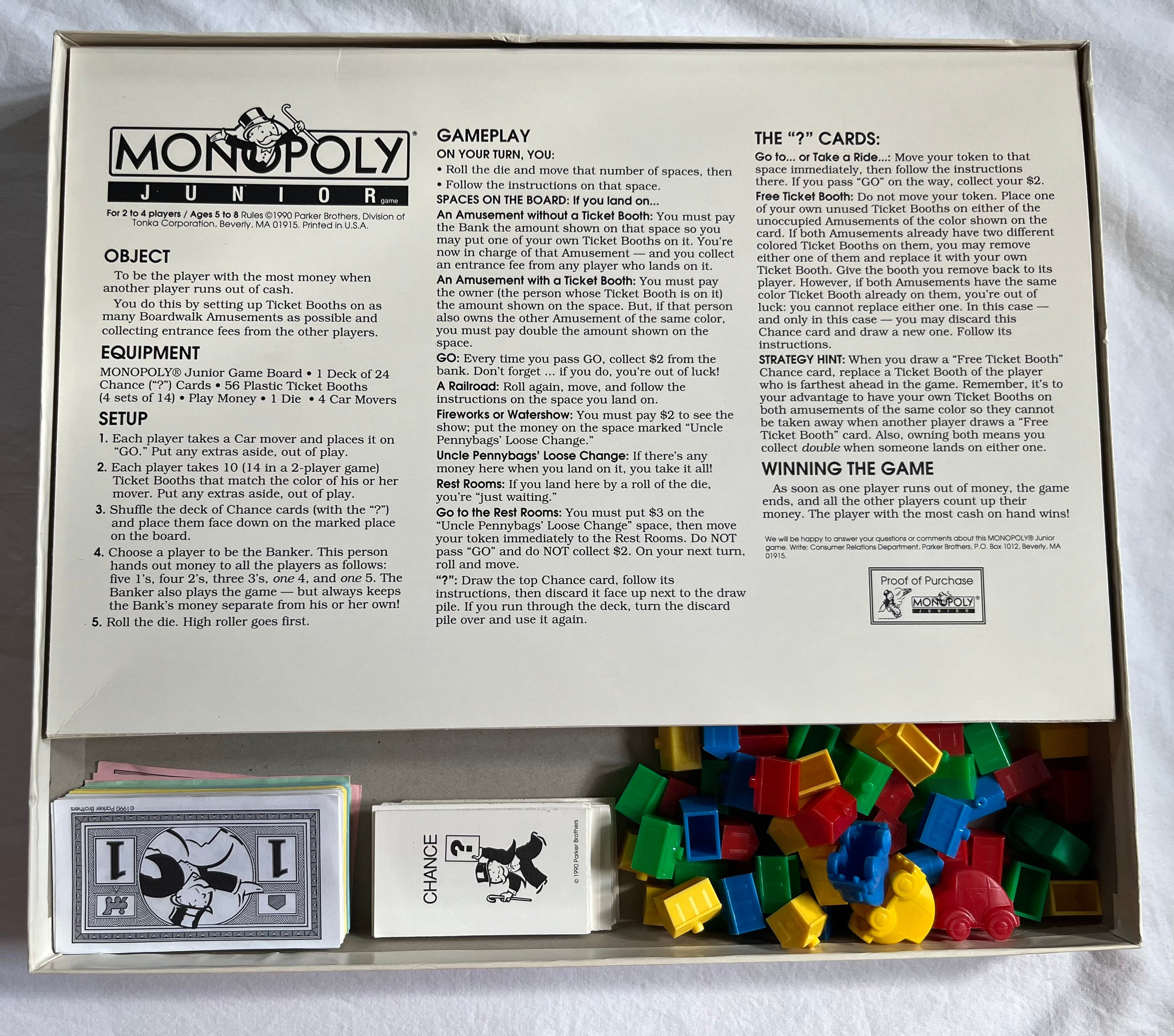 Vintage/ 1990/ MONOPOLY/ Junior/ Parker Brothers/ Good - Etsy