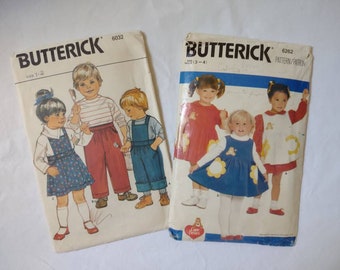 Para niños pequeños / Juego de 2 / Vintage / Pantalones / Falda / / Osos de cuidado / Vestido / Pinafore / Patrones de costura / 1 Nuevo & Completo