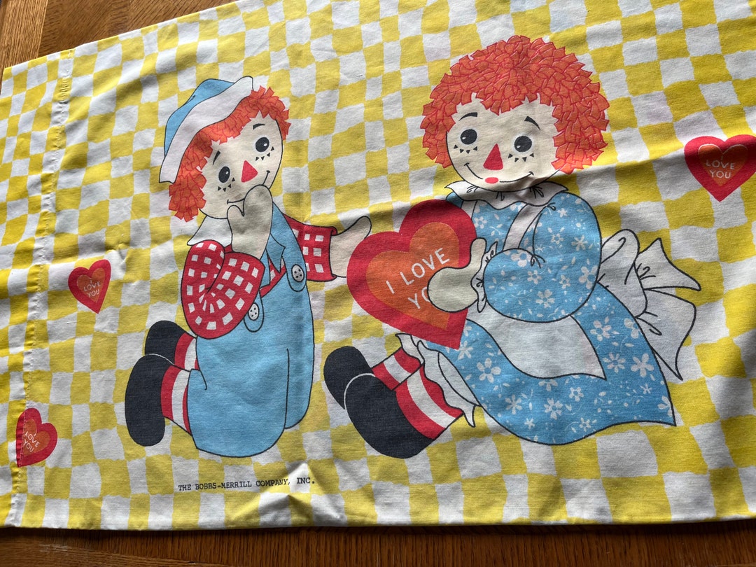 Vintage/ Raggedy Ann/ Andy/ Twin Size Pillow Case/ Good Etsy